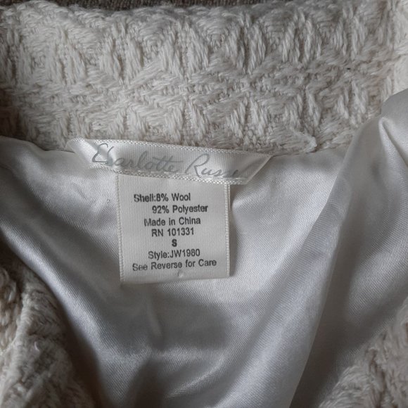 NWOT Charlotte Russe Woven Wool Cream White Short Winter Coat Jacket Buttons Sm - Picture 9 of 10